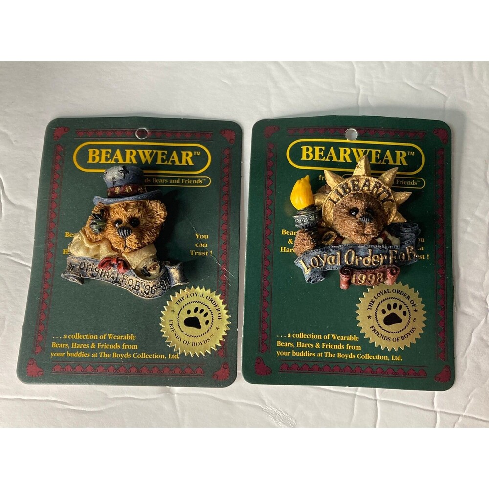 BOYDS BEAR & FRIENDS BEARWEAR LOT OF 2 PINS 1990'S NEW UNUSED